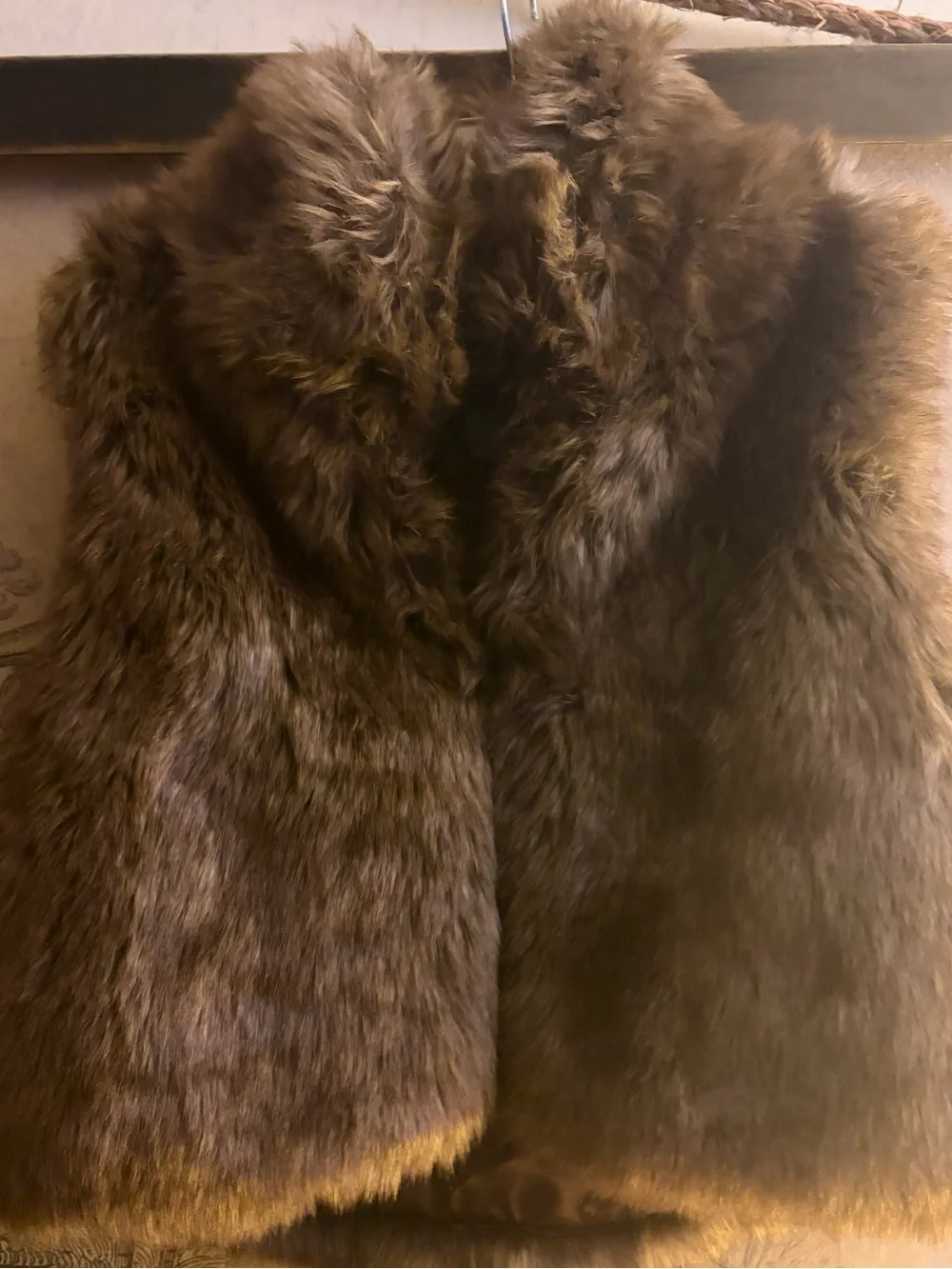 * Like New Ralph Lauren Brown Faux Fur Girls Vest SZ 8 - 10 Medium *